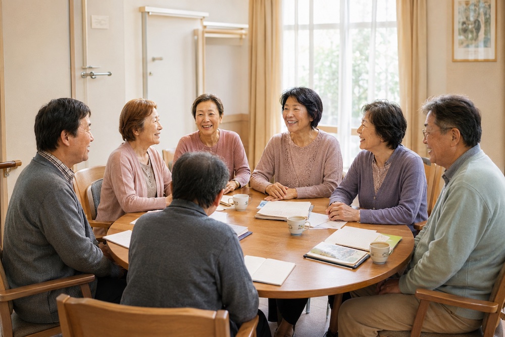 テーブルを囲んで交流する参加者
